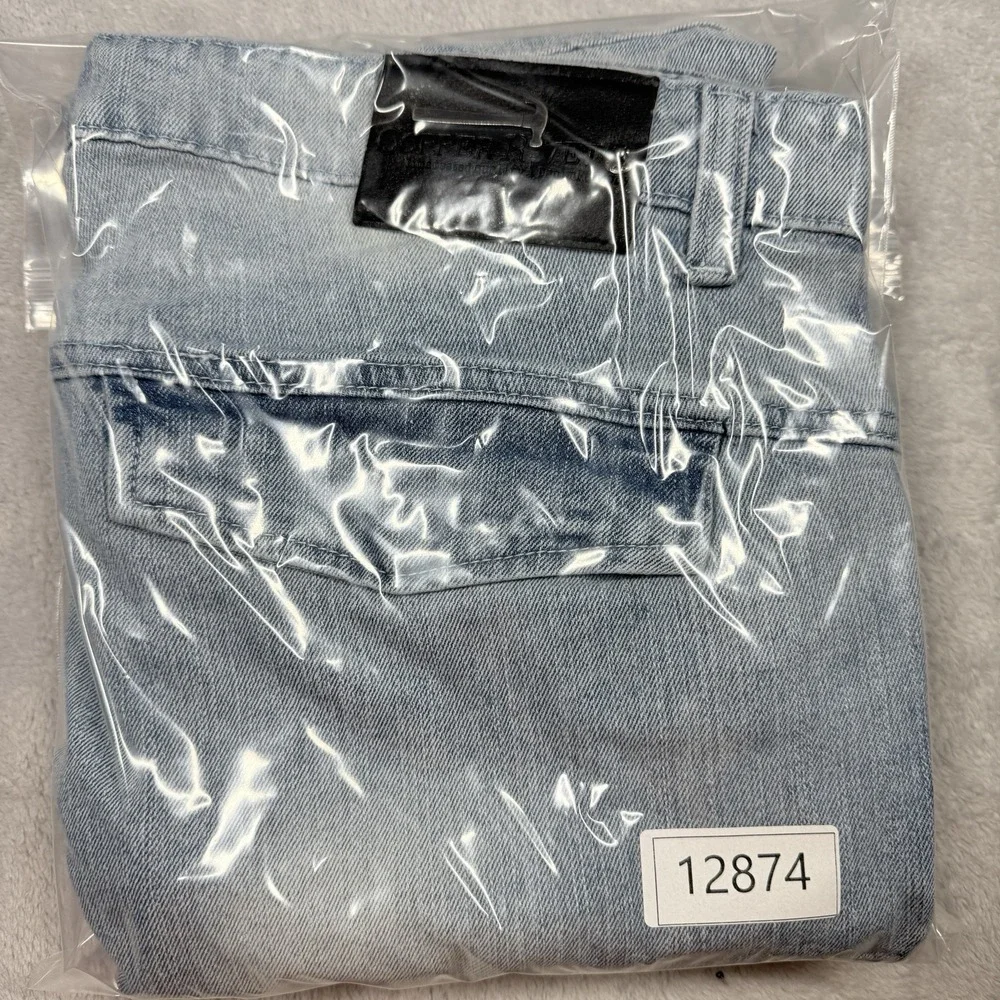 Copper Rivet Distressed Cargo Pocket Double Knee Jeans 38x32 *FLAW*